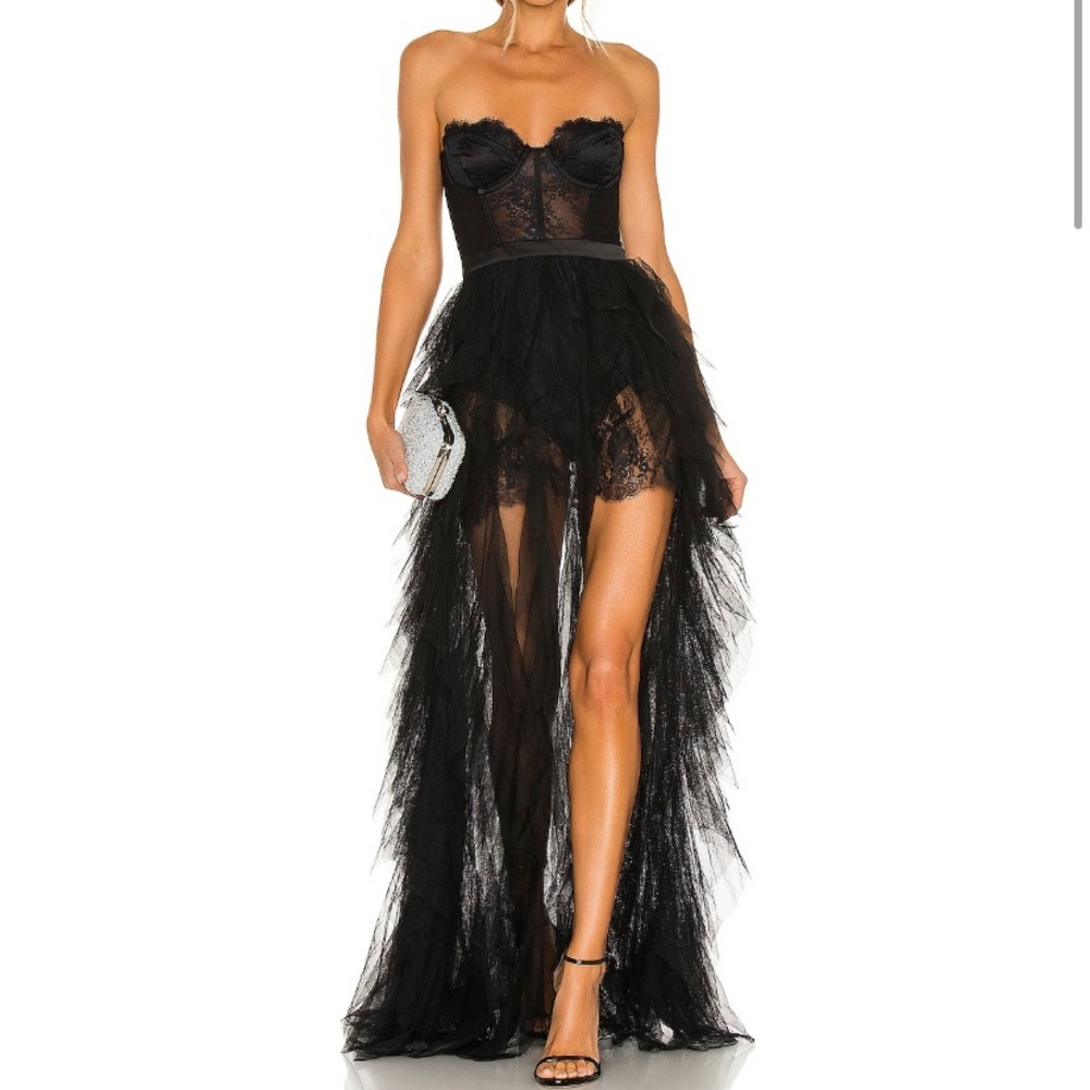 For Love and Lemons x Revolve Bustier Dress (sexy high low gown) black